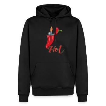 Lustige Peperoni mit Feuerzeug Chilischote Chili - Männer Premium Bio Hoodie - Schwarz - Vorne - Nico (187cm)
