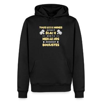 t shirt humour petanque meilleur bouliste cadeau - Sweat à capuche Premium bio Homme - noir - Devant - Nico (187cm)