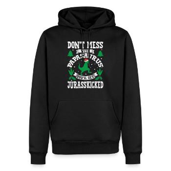 PapaSaurus Jurasskicked Papa Saurus Papa Vater - Männer Premium Bio Hoodie - Schwarz - Vorne - Nico (187cm)