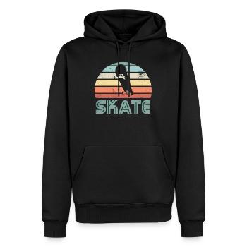 Retro Skateboard Skater Skate Board Geschenk - Männer Premium Bio Hoodie - Schwarz - Vorne - Nico (187cm)