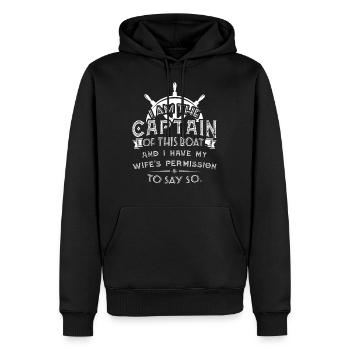 Lustige Im Captain Wifes Erlaubnis Ehemann Bootfahren - Männer Premium Bio Hoodie - Schwarz - Vorne - Nico (187cm)