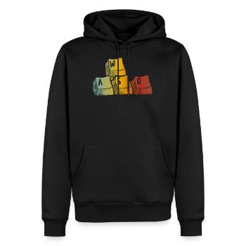 Jeux WASD - Sweat à capuche Premium bio Homme - noir - Devant - Nico (187cm)