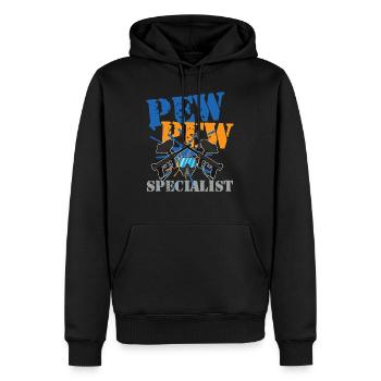 Paintball Specialist für einen Paintball Spieler - Männer Premium Bio Hoodie - Schwarz - Vorne - Nico (187cm)