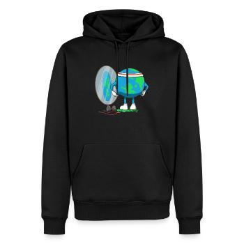 Terre plate de forme physique de globe terrestre de régime drôle - Sweat à capuche Premium bio Homme - noir - Devant - Nico (187cm)
