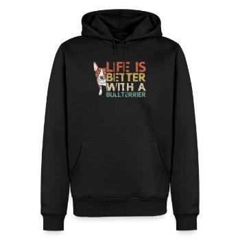 Bull Terrier | Cadeau de propriétaire de chien Bull Terrier - Sweat à capuche Premium bio Homme - noir - Devant - Nico (187cm)