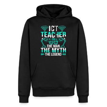 Enseignant TIC The Man The Myth The Legend - Sweat à capuche Premium bio Homme - noir - Devant - Nico (187cm)