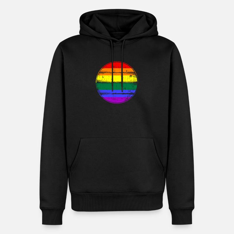 Drapeau arc-en-ciel LGBT arc-en-ciel - Sweat à capuche Premium bio Homme - noir