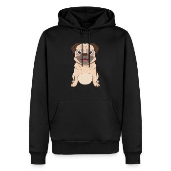 chien carlin - Sweat à capuche Premium bio Homme - noir - Devant - Nico (187cm)