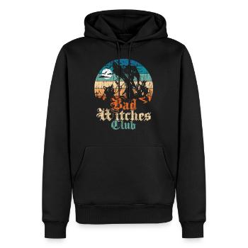Bad Witches Club drucken - Männer Premium Bio Hoodie - Schwarz - Vorne - Nico (187cm)