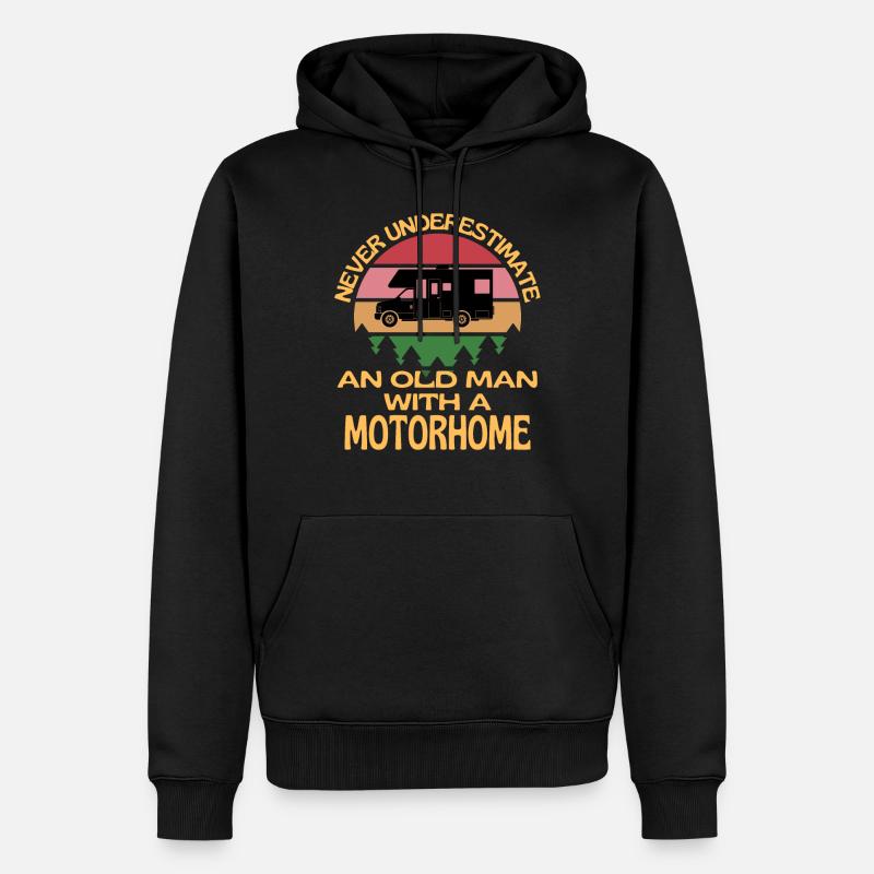 Alter Mann mit einem Wohnmobil - Männer Premium Bio Hoodie - Schwarz