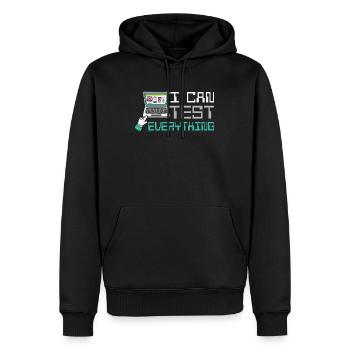 Je peux tout tester - Sweat à capuche Premium bio Homme - noir - Devant - Nico (187cm)