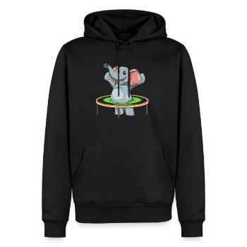 Saut de trampoline d'éléphant drôle - Sweat à capuche Premium bio Homme - noir - Devant - Nico (187cm)
