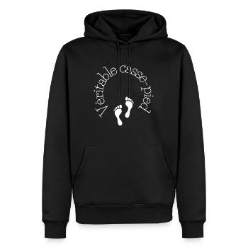 Véritable casse pied ! 👣 - Sweat à capuche Premium bio Homme - noir - Devant - Nico (187cm)