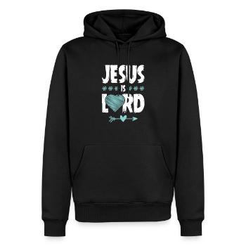 Gott Bibelvers Jesus liebe - Männer Premium Bio Hoodie - Schwarz - Vorne - Nico (187cm)