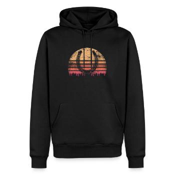 Cheval cavalier fer à cheval vintage - Sweat à capuche Premium bio Homme - noir - Devant - Nico (187cm)