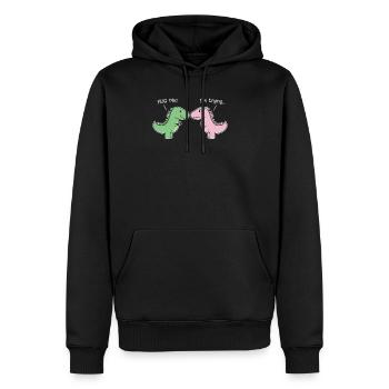 T-Rex drôle de la Saint-Valentin - étreignez-moi! j'essaie - Sweat à capuche Premium bio Homme - noir - Devant - Nico (187cm)