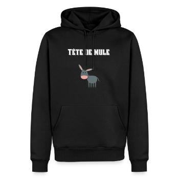 Tête de mule ! 🐴🐎 - Sweat à capuche Premium bio Homme - noir - Devant - Nico (187cm)