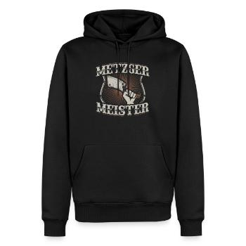 Metzgermeister Meisterprüfung | Geschenk Metzger - Männer Premium Bio Hoodie - Schwarz - Vorne - Nico (187cm)