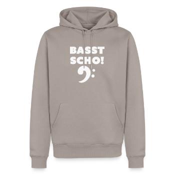 Basst scho, Geschenk Tuba - Männer Premium Bio Hoodie - Taupe - Vorne - Nico (187cm)
