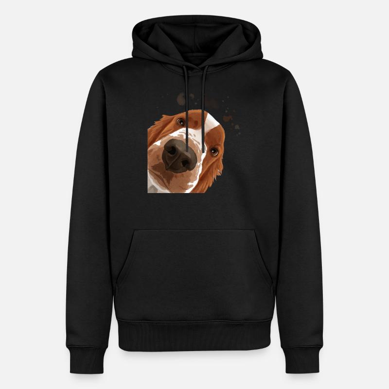 Curieux Welsh Springer Spaniel chien - Sweat à capuche Premium bio Homme - noir