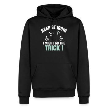 génial sur roues continue de regarder fixement sur roues - Sweat à capuche Premium bio Homme - noir - Devant - Nico (187cm)