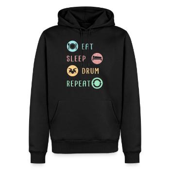 Schlagzeuger Schlagzeug Drummer Geschenk Trommler - Männer Premium Bio Hoodie - Schwarz - Vorne - Nico (187cm)