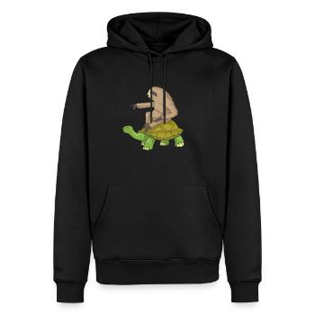 Paresseux à cheval une tortue Paresseux - Sweat à capuche Premium bio Homme - noir - Devant - Nico (187cm)