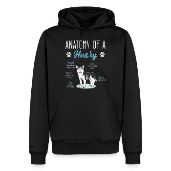 Husky dog - Men’s Premium Organic Hoodie - black - Front - Nico (187cm)