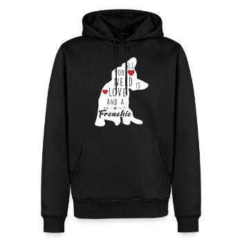 Bulldog français Bulldog anglais Bulldog - Sweat à capuche Premium bio Homme - noir - Devant - Nico (187cm)