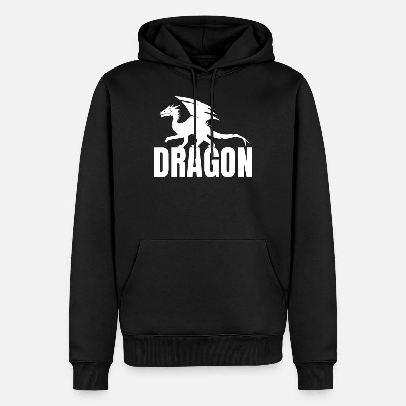 Dragon Typography - Männer Premium Bio Hoodie - Schwarz