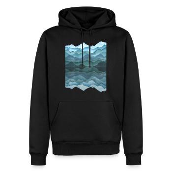 Aquarell: abstrakte Landschaft mit Hügeln/ Bergen - Männer Premium Bio Hoodie - Schwarz - Vorne - Nico (187cm)