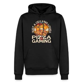 Nur ein CEO, der Gaming und Pizza liebt - Männer Premium Bio Hoodie - Schwarz - Vorne - Nico (187cm)