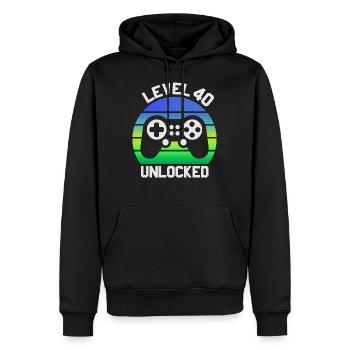 40e anniversaire du joueur vidéo niveau 40 débloqué - Sweat à capuche Premium bio Homme - noir - Devant - Nico (187cm)