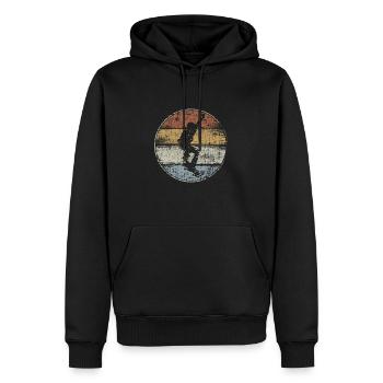 Skateboard patineur vintage - Sweat à capuche Premium bio Homme - noir - Devant - Nico (187cm)
