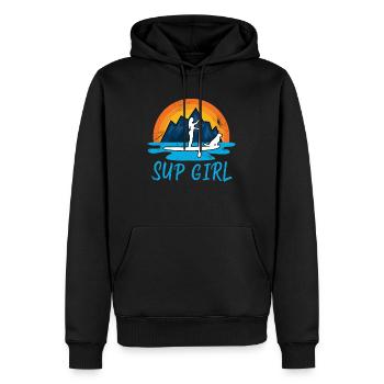 Paddleboarding Sup Girl Dog Retro Geschenk - Männer Premium Bio Hoodie - Schwarz - Vorne - Nico (187cm)