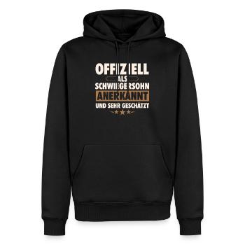 Schwiegersohn | Geschenk Schwiegersöhne Geburtstag - Männer Premium Bio Hoodie - Schwarz - Vorne - Nico (187cm)
