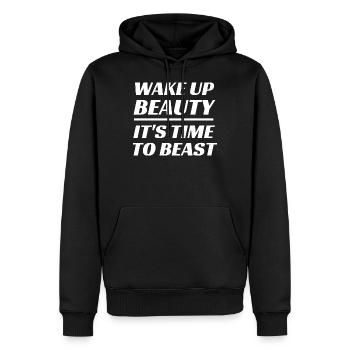 Citation de fille de remise en forme disant Cool Funny Beast Gym - Sweat à capuche Premium bio Homme - noir - Devant - Nico (187cm)