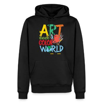 Kunstlehrer färben die Welt - Männer Premium Bio Hoodie - Schwarz - Vorne - Nico (187cm)