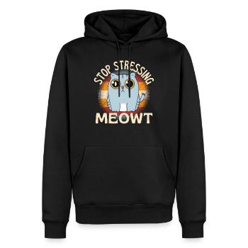 Arrêtez de stresser les calembours d'animaux de chat de Meowt - Sweat à capuche Premium bio Homme - noir - Devant - Nico (187cm)