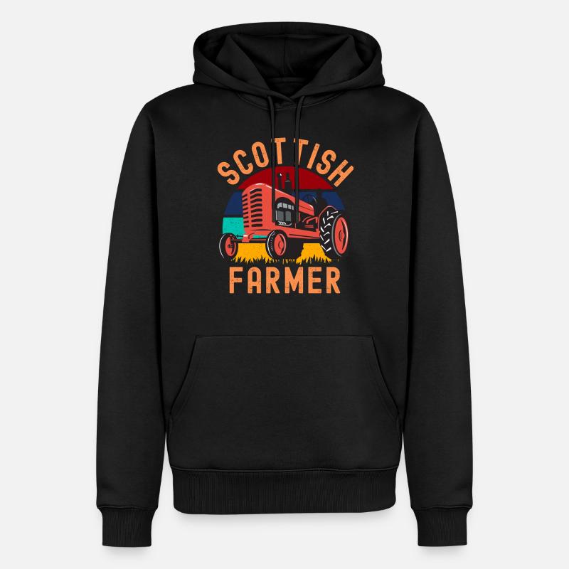 Schottischer Bauer auf Traktor - Männer Premium Bio Hoodie - Schwarz