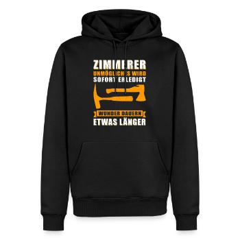Zimmerer Zimmermann | Zimmermeister Geschenk - Männer Premium Bio Hoodie - Schwarz - Vorne - Nico (187cm)