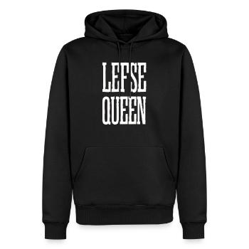 Lefse Queen | Lefse Rolling Team Produkt - Männer Premium Bio Hoodie - Schwarz - Vorne - Nico (187cm)