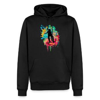 Skaterin beim Skateboarden PopArt - Männer Premium Bio Hoodie - Schwarz - Vorne - Nico (187cm)