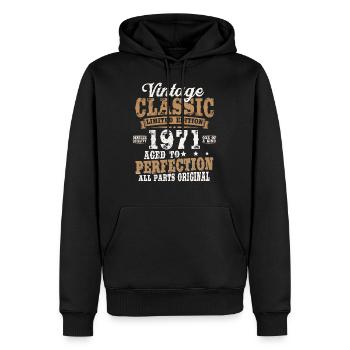 Jahrgang 1971 geboren Vintage Geburtstag Geschenk - Männer Premium Bio Hoodie - Schwarz - Vorne - Nico (187cm)
