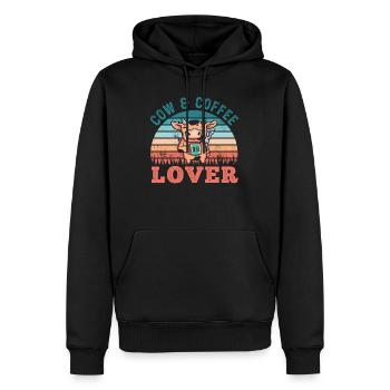 Cow and Coffee Lover Retro Farming Gift - Men’s Premium Organic Hoodie - black - Front - Nico (187cm)