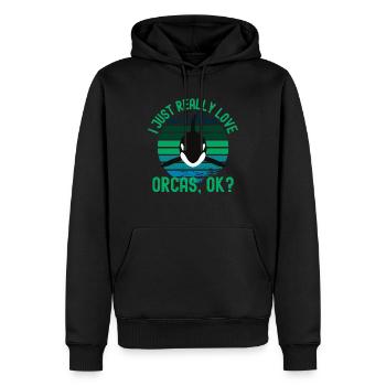 I Just Really Love Orcas - Männer Premium Bio Hoodie - Schwarz - Vorne - Nico (187cm)