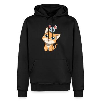 Niedliche Katze und Maus Freundinnen - Männer Premium Bio Hoodie - Schwarz - Vorne - Nico (187cm)