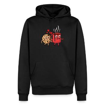 Cookie und Kaffee Liebe - Männer Premium Bio Hoodie - Schwarz - Vorne - Nico (187cm)