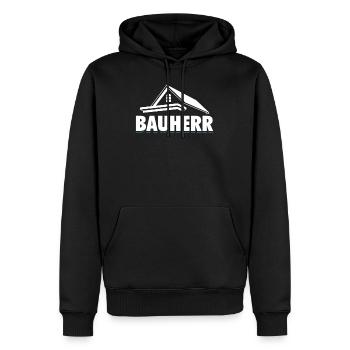 Bauherr | Hausbau Baubeginn Richtfest Geschenk - Männer Premium Bio Hoodie - Schwarz - Vorne - Nico (187cm)