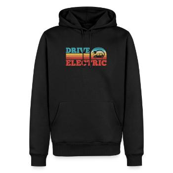Fahren Sie elektrische Retro Sonnenuntergang EV Auto Geschenk - Männer Premium Bio Hoodie - Schwarz - Vorne - Nico (187cm)